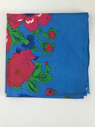 Blue Floral LARGE Square Hijab, Cancer Head Cover, Bandana, Alopecia Headwear - Picture 3 of 4