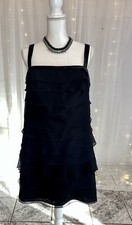 White by Vera Wang Black Chiffon  Tiered Cocktail Dress Women’s Size 16
