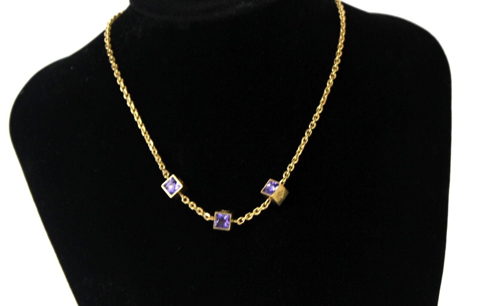 LOUIS VUITTON necklace Cube Swarovski crystals Gold Ladies accessories LV  Logo