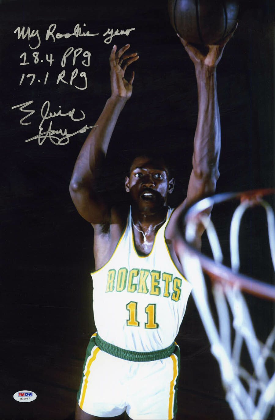 Elvin Hayes Autographed Signed San Diego Houston Rockets 12x18 Photo Big E Rookie Stat PPG Rockets PSA/DNA 