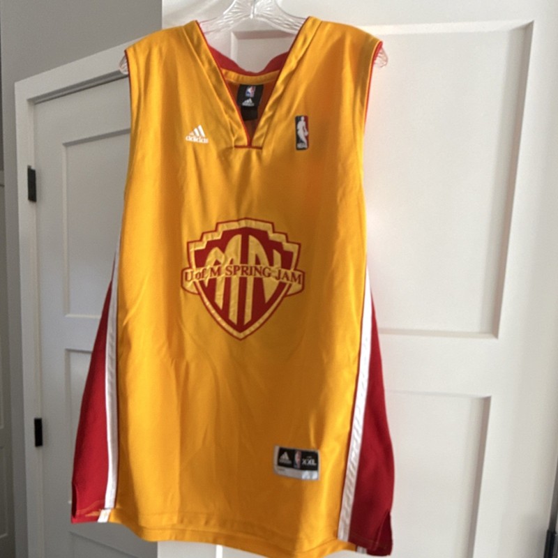 adidas U of M Spring Jam Hollywood Basketball Jersey XXL Yellow Red White