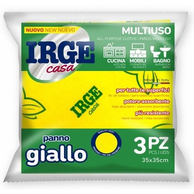 Irge Panni Multiuso Gialli 3 Pz. Tutte le Superfici Cucina Mobili Bagno