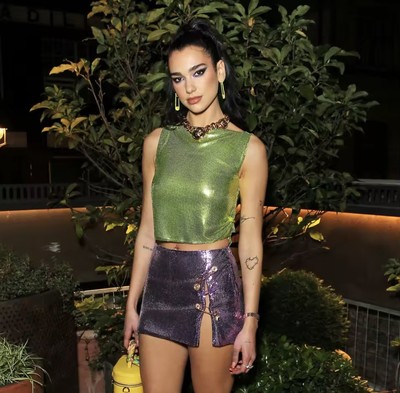 Hollywood Dua Lipa Shirt Glitter Party Gigi Hadid Topmodel Sängerin Disco M 