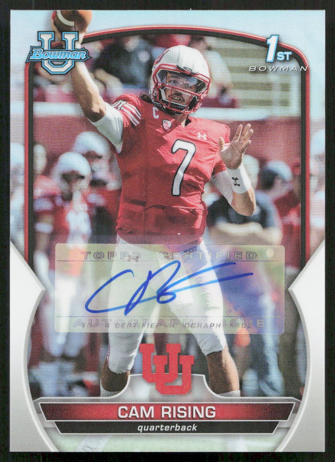 2022 Bowman University Chrome #76 Cam Rising Prospect Autographs Refractor #/499