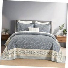 Floral Bedspread 120"x120" Oversized Oversized King 120"x120" Blue/Gray/Beige
