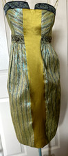 VTG Nicole Miller Silk Strapless Beaded Empire Dress Prom Y2K Formal USA 4