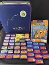 LeapFrog LeapPad Learning System LOT of 45 Carts -Carrying Case Binder Nemo Book