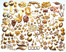 Lot 161 - 1 lb (168 pcs) VINTAGE BRASS STAMPINGS w/Bird in Flight, Art Nouveau