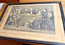 Original 1867 Currier & Ives Print General Grant & Family "As Is"