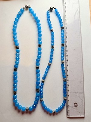 Boho Halsketten Set - blaue Perlen ca. 5 & 8 mm   Magnetverschluss