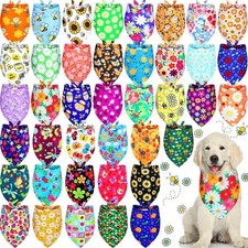 40 Pcs Summer Spring Dog Bandanas Bulk for Dogs Flower Hawaiian Triangle Reve...