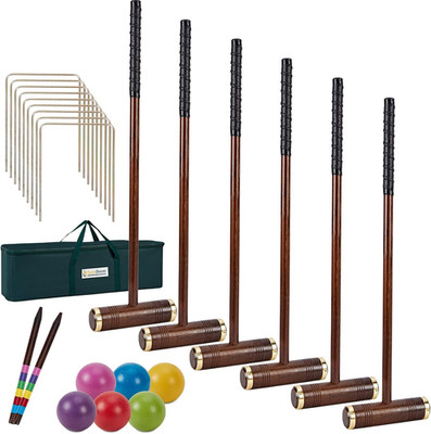 35'' 6-Player Croquet Set, Wooden Outdoor Backyard Games