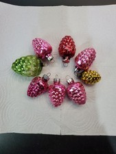 Pinecone Glass Christmas Ornaments Lot of 8 Made USA/MIX Lt13
