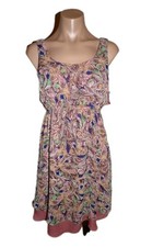 Judith March Dress Womens Size Medium Brown Pink Layered Empire Waist Sleeveless
