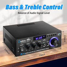 AK45 Stereo Audio Amplifier,300W Home 2 Channel Wireless Bluetooth 5.0 Power ...