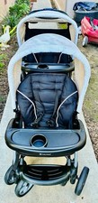 Baby Trend Sit N Stand Double Stroller Gray Foldable Parent Tray Storage EUC