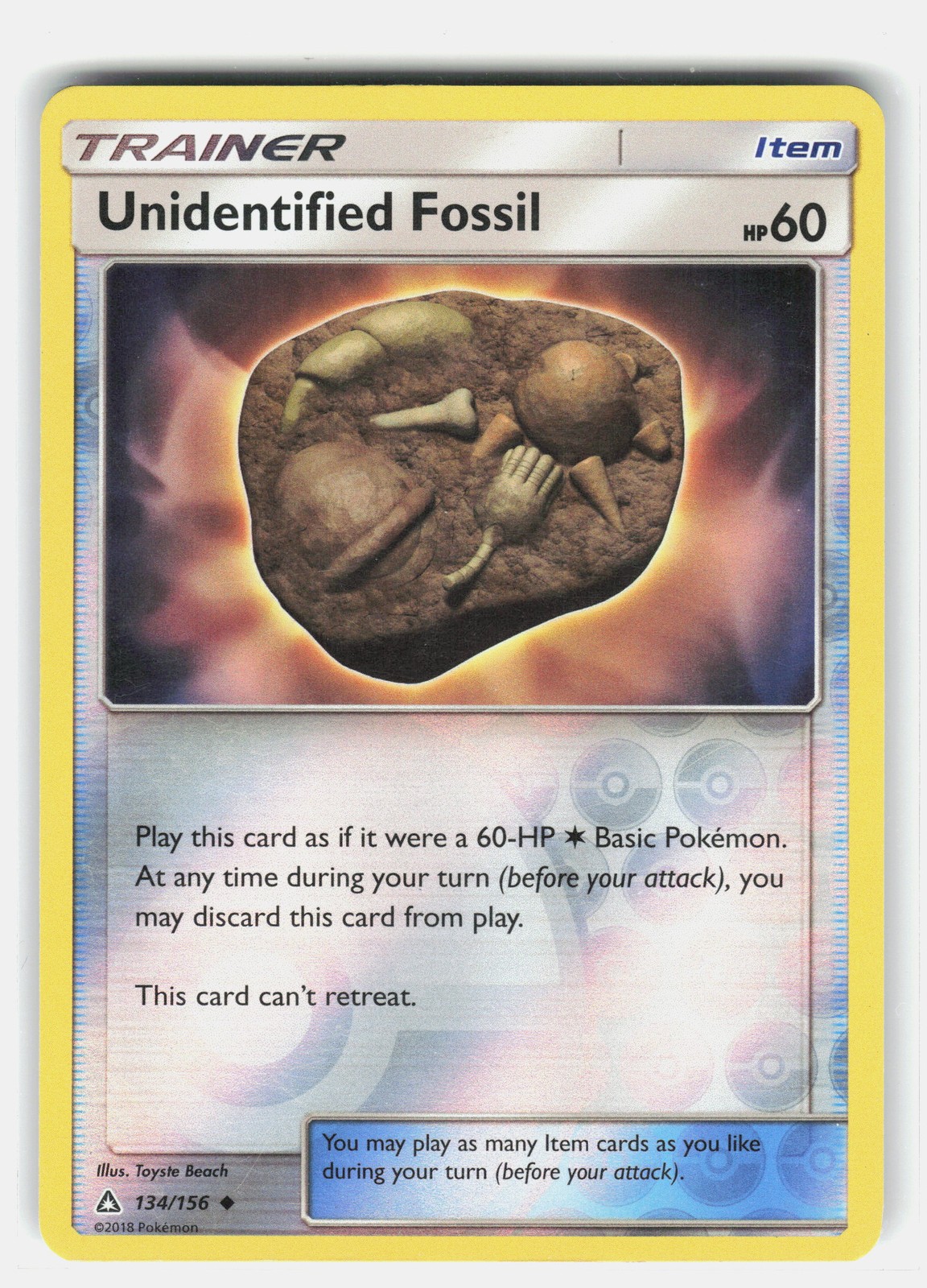 Unidentified Fossil 134/156 Pokemon SM - Ultra Prism Reverse Holofoil *NM*