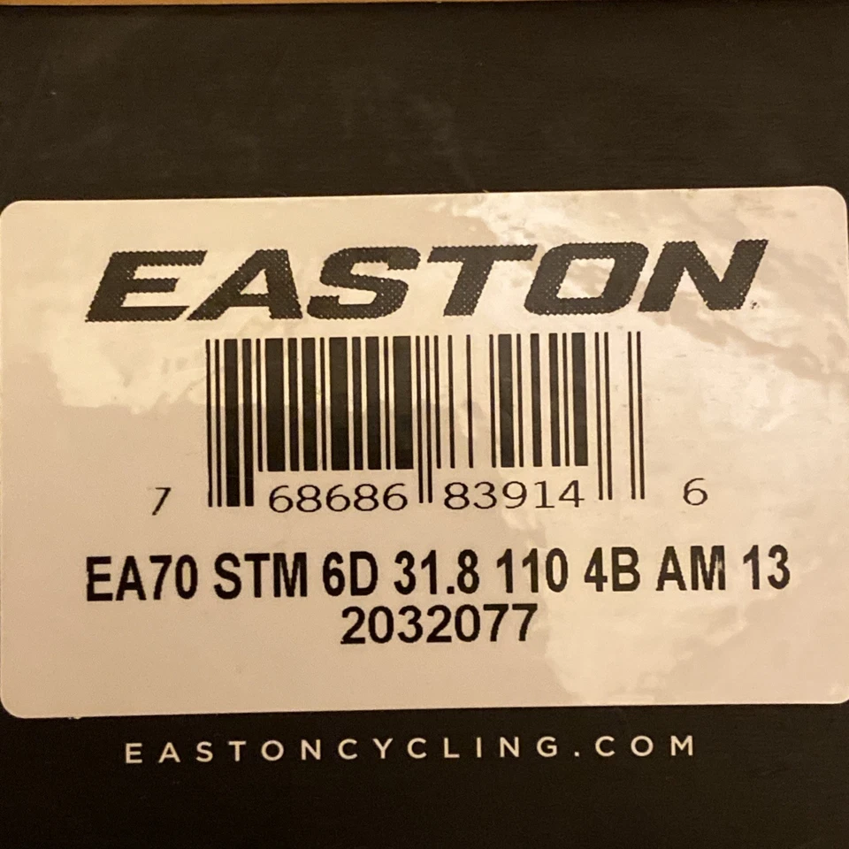 New Easton EA70 Alloy Road CX MTB Stem, 31.8 Clamp, +/-6, 1 1/8", Black, 110mm - Image 2 of 2