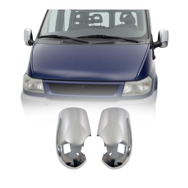Spiegelkappen Spiegelabdeckung FüR Ford Transit 2000-2012 Chrom ABS Silber 2Tlg-image