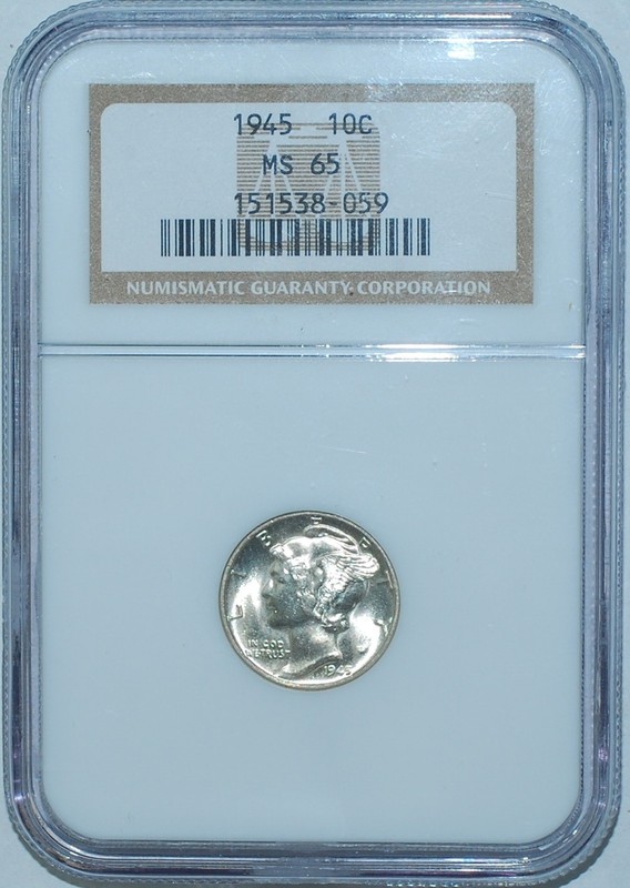1945 NGC MS65 Mercury Dime