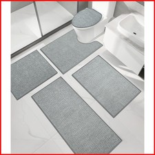 Chakme Bathroom Rug Sets 5 Piece Light Grey Bath Mat Non Slip