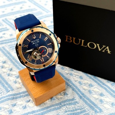 New Bulova Marine Star Automatic Men's Watch Blue Dial 45mm/98A227