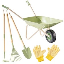 Kids Wheelbarrow Set, 5PCS Kids Gardening Tool Set with Metal Toy Wheelbarrow...