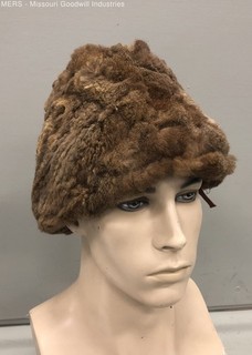 Vintage 80s North King Men's Brown Natural Opossum Fur Hat Made in USA Sz XL