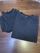 COZYFIT Women s Black Solid Scrub Set Size L Polyester Top Pants Joggers A1