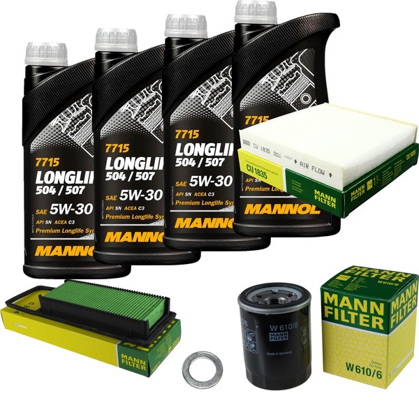 Mann Inspektionspaket 4L Mannol Longlife 5W-30 FüR Honda Jazz II 1.3 Idsi-image