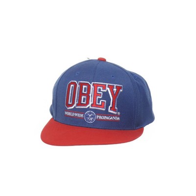 Obey, Baseball-Mütze, Größe: ONE SIZE, Acryl/Wolle, Blau/Rot #tFn