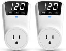 1800W Wall Surge Protector with LED Display, Adjustable Voltage, 2 Pack