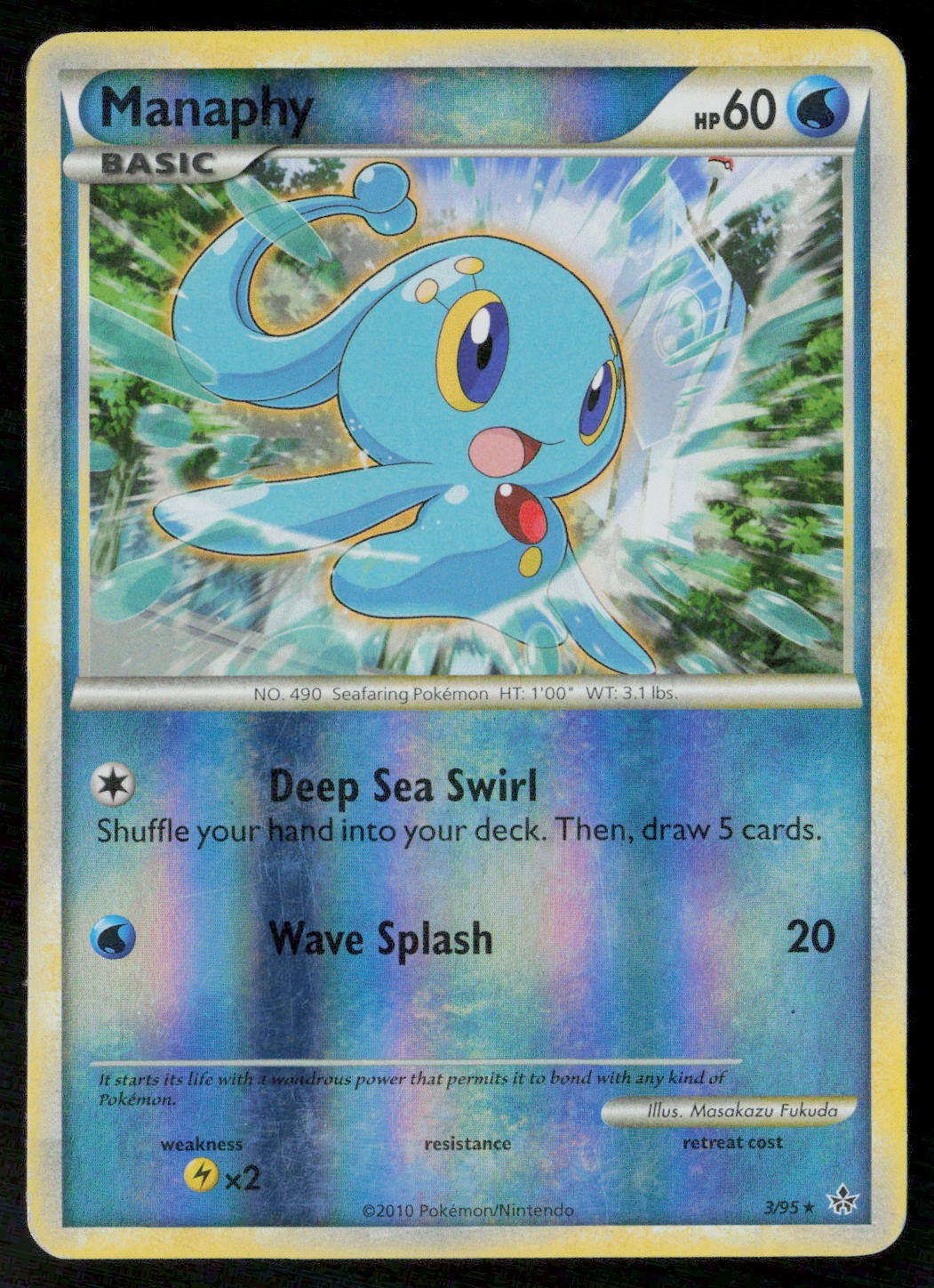 Manaphy 3/95 Unleashed Holo Rare, Reverse Holo HP