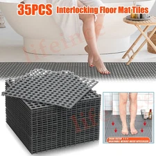 35PCS Interlocking Tiles Drainage Floor Mat 12" x 12" TPE Non-Slip Floor Tiles