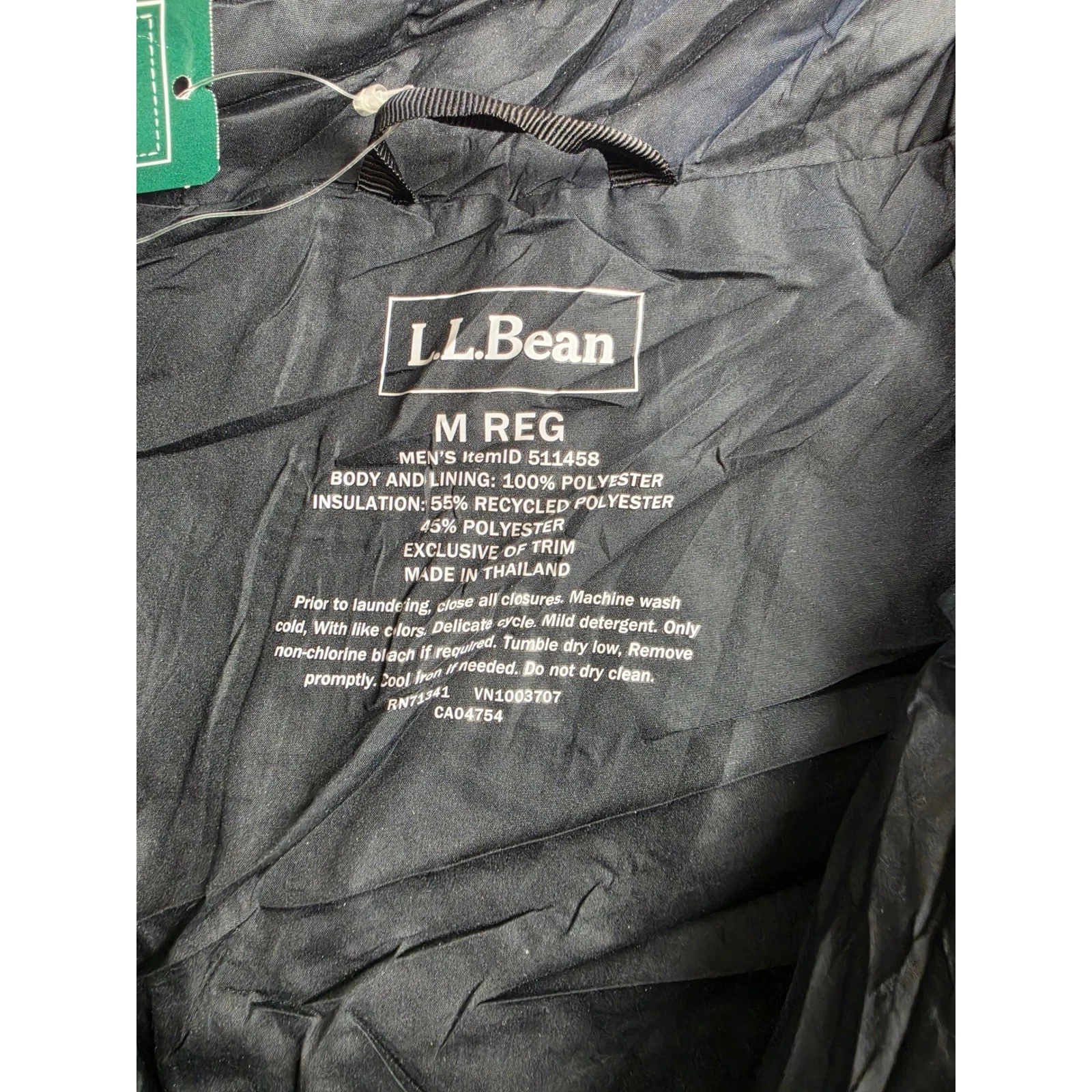 LL Bean Mountain Classic Puffer Vest Mens M Black Our House Construction Logo - product detail image 3