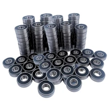 100 Pack 608 2RS Bearings, 8x22x7mm RS Ball Bearing Grease Seal Assembly Roller