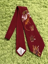 1940s 1950s vintage swing tie hand painted necktie jaguar