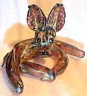Vintage Murano Amethyst Glass Dog Figurine Gold Flecking
