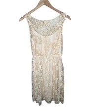 Alice + Olivia Ivory Darcy Lace Layover Floral Embroidered Mini Dress Small