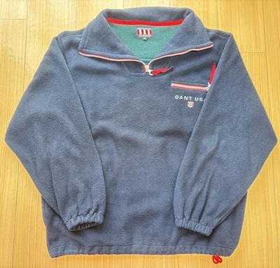 VTG Gant USA Rugger Fleece 1/4 Zip Pullover Jacket Navy Green Mens Size M