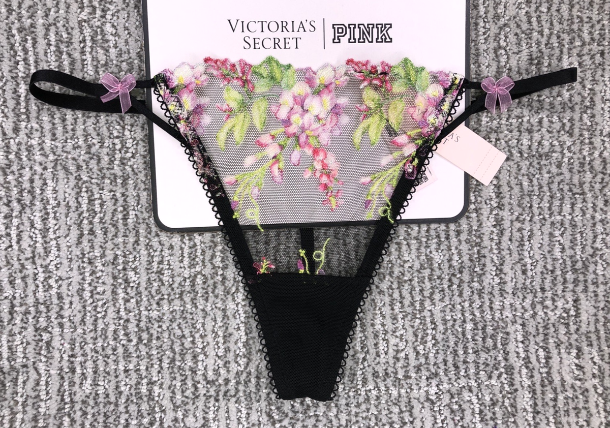 Victoria's Secret Dream Angels Cheekini/tanga Noir Taille XS - Neuf Avec étiquettes, Mesh, Noeud Décoratif