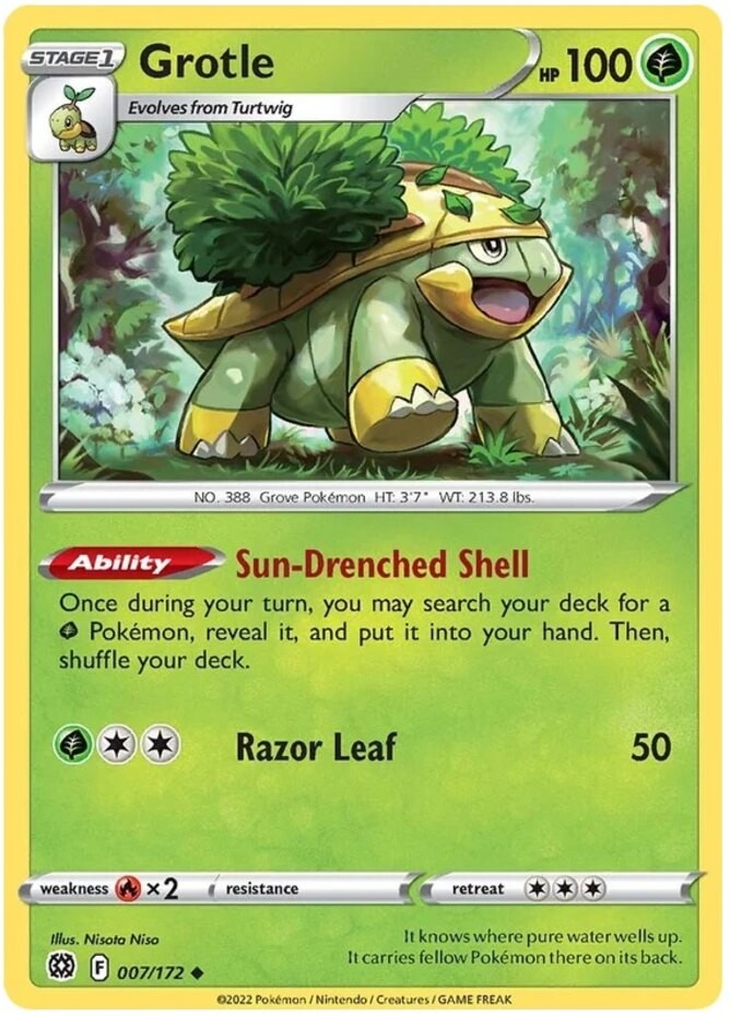 Grotle - 007/172 - Uncommon (Lp) Brilliant Stars - Grass Pokémon