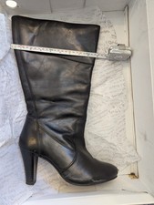 Women's Black Leather Wide-Calf 3in Heel Knee High Boots 10W