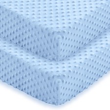 Baby Crib Sheets 2 Pack, 28 x 52 Inch Minky Dot Fitted Crib Mattress for Boys...