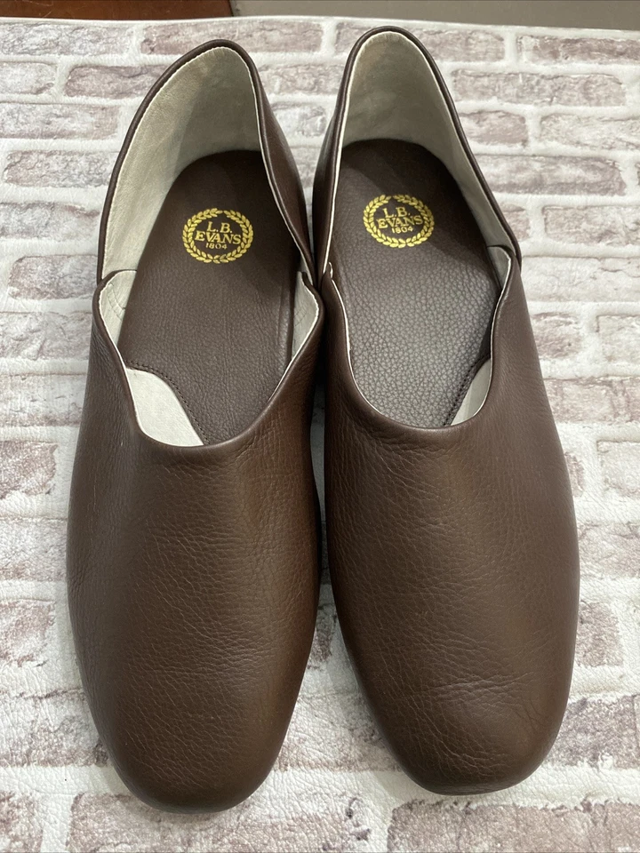 Zapatillas LB Evans Aristocrat Opera Cuero Marrón Suela Suave Dinero Antiguo Talla 12 Foto 3 de 4