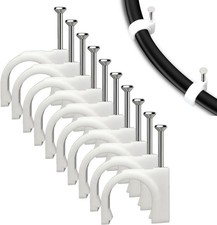 100Pcs White Cable Clips with Steel Nails, Multi Sizes 14mm, Wall Mount Wire