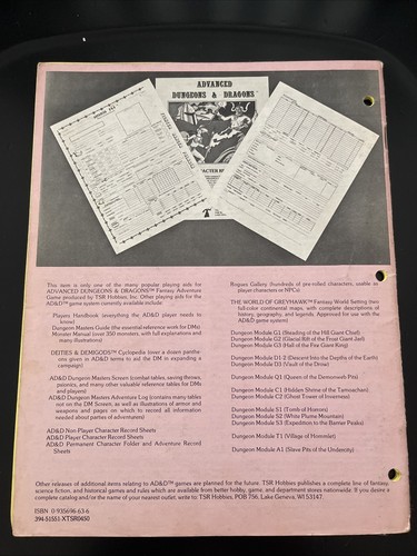 Advanced Dungeons & Dragons Player Character Record Sheets Pink 9028 - Picture 2 of 8