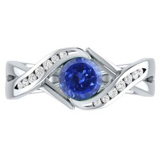 925 Silver 1.30Ct Certified Natural Tanzanite & White Diamond Ring Tariffs Free