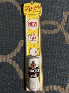 Vintage Stroh’s Beer Advertising Sign Plastic W/16 Oz Can Bar Mancave Detroit MI