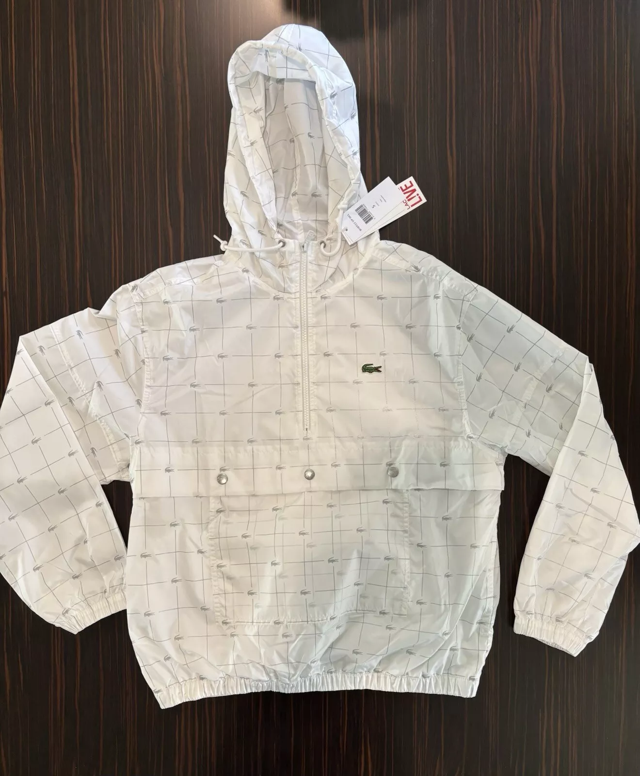 Coupe vent anorak homme Supreme X Lacoste rare logo réfléchissant blanc taille S neuf avec étiquette !